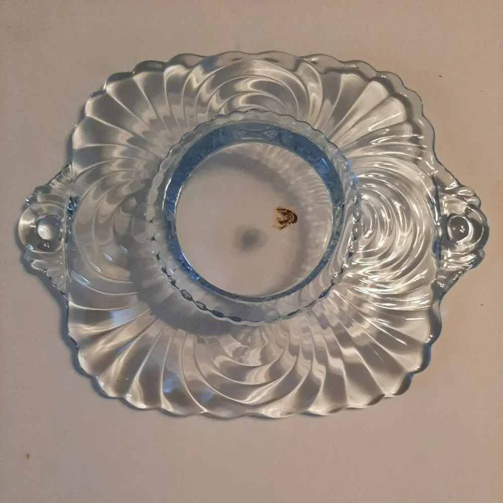 Cambridge Caprice Handled Lemon Plate  Moonlight Blue